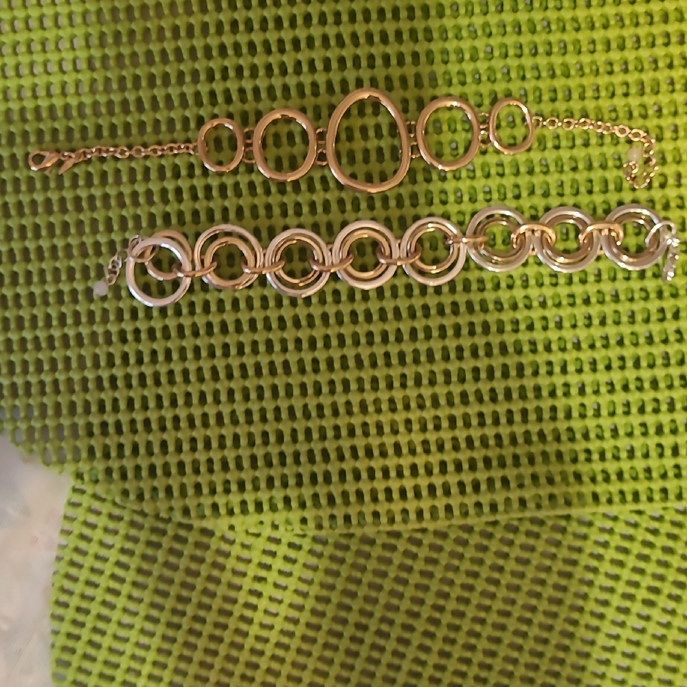 Elegant Gold and Silver Circle Link Bracelets